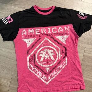 American Fighter Short Sleeve Tee in Pink and Black